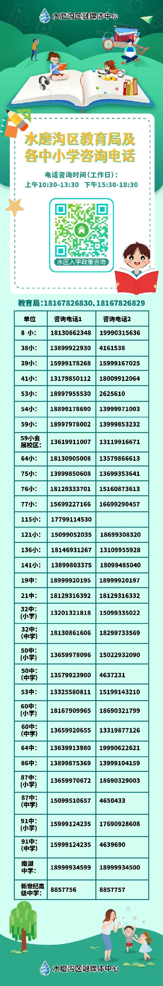水區教育局中小學咨詢電話